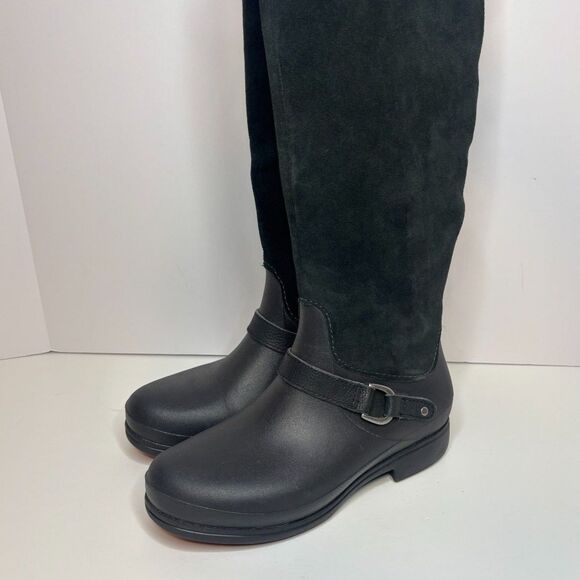 Crocs Paisley Suede Rubber Women Knee High Long Boots Winter Comfy Durable Pink - Picture 8 of 13